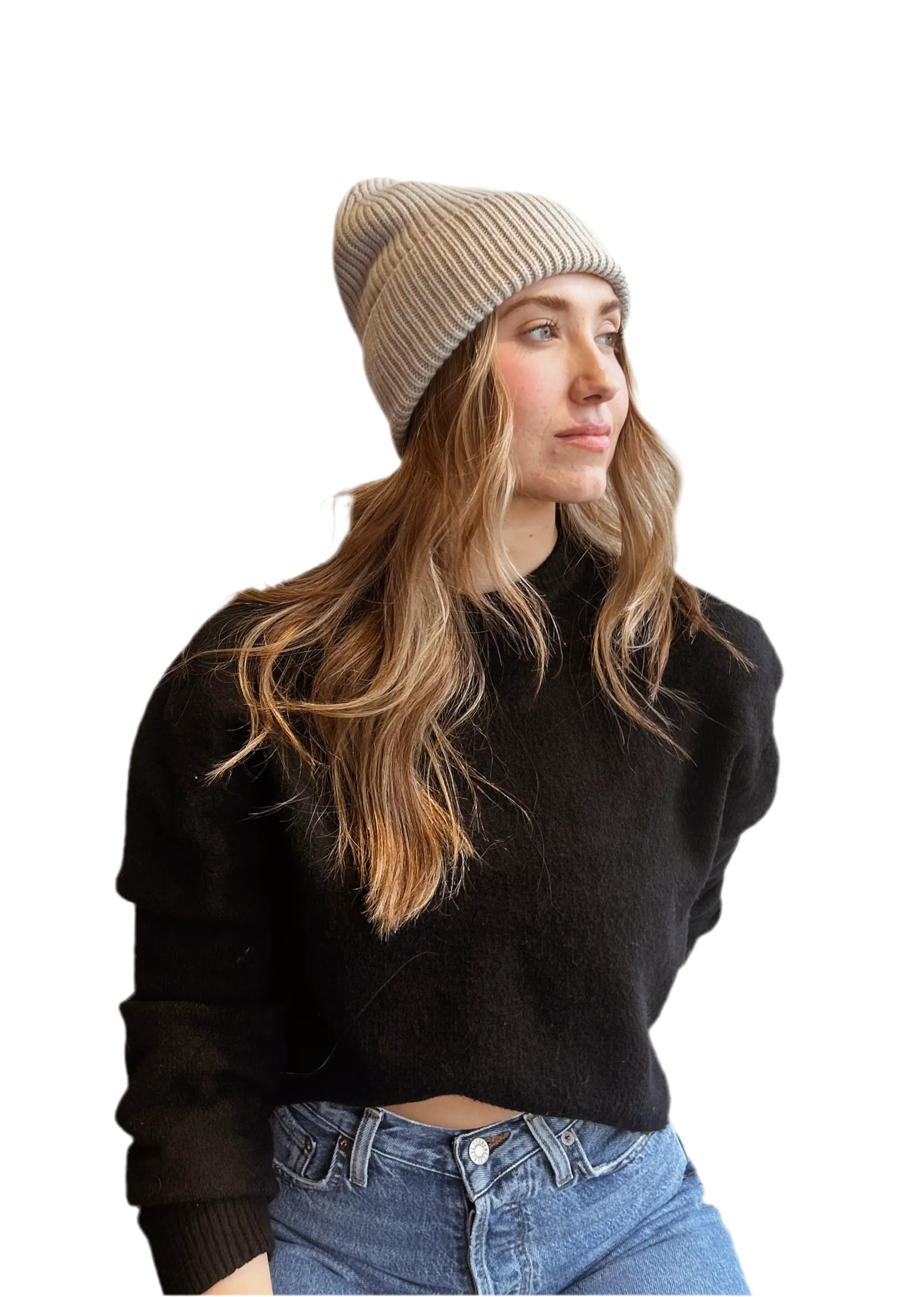 Merino wool beanie in mushroom