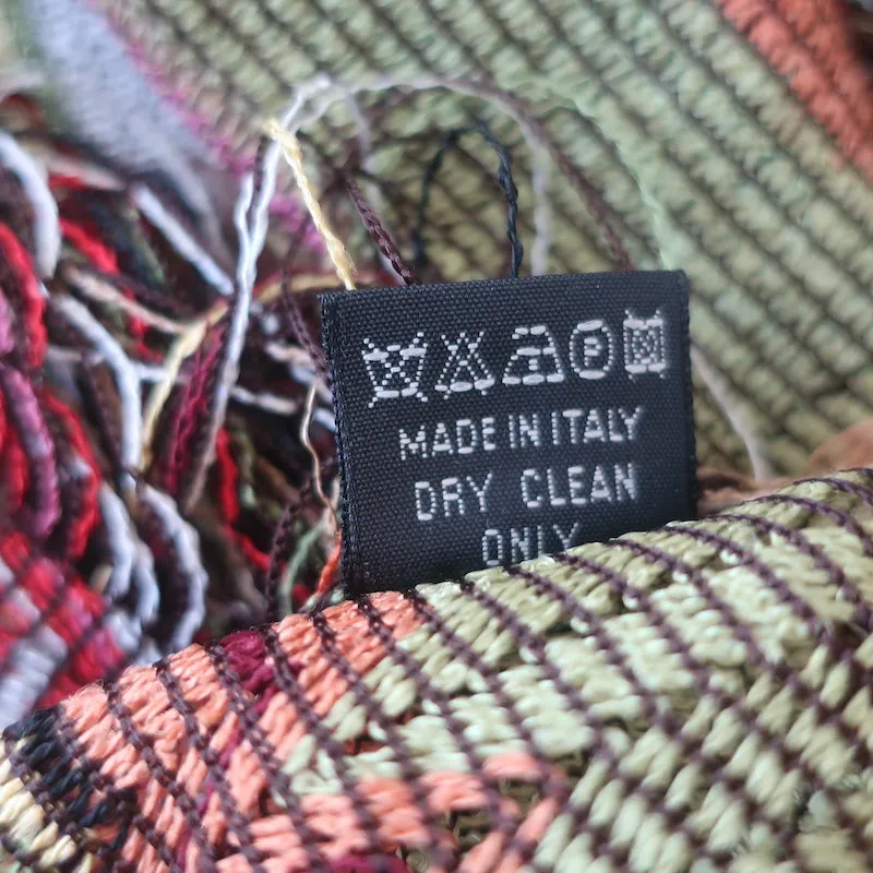 Missoni Foulard Fringe Scarf Multicolor Zig Zag Striped Knit