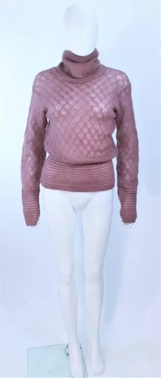 MISSONI Mauve Knit Wool Turtleneck Sweater Size 8