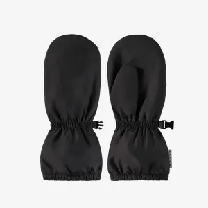 Mitaines en nylon noires doublées, enfant || Lined black nylon mittens, child