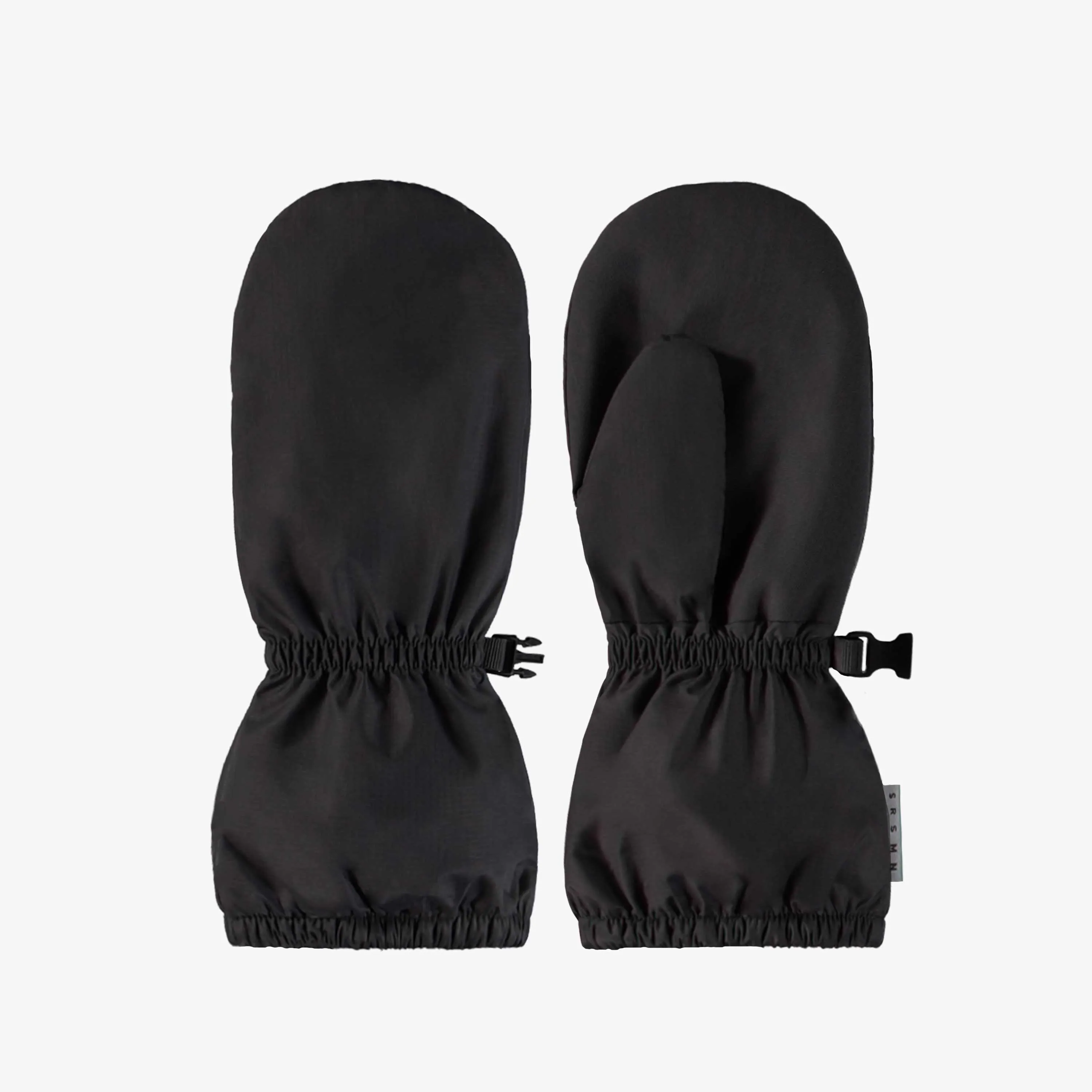 Mitaines en nylon noires doublées, enfant || Lined black nylon mittens, child