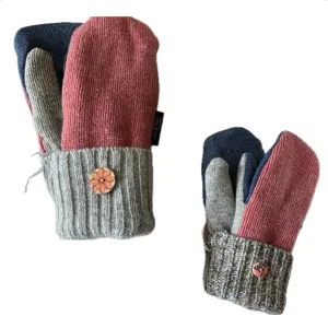 Mommy & Me Mittens - Salmon & Grey - 630