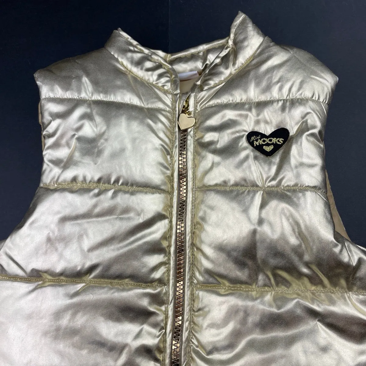 Mooks gold puffer vest / sleeveless jacket, size 6, Pre-loved