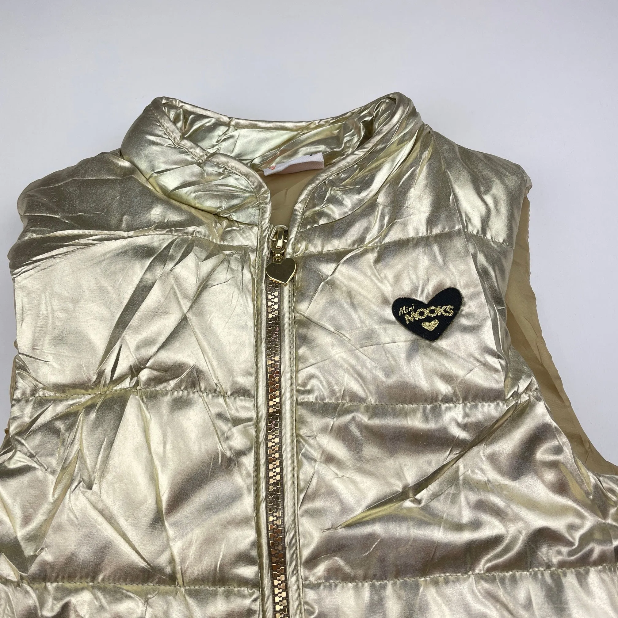 Mooks gold puffer vest / sleeveless jacket, size 7, Pre-loved