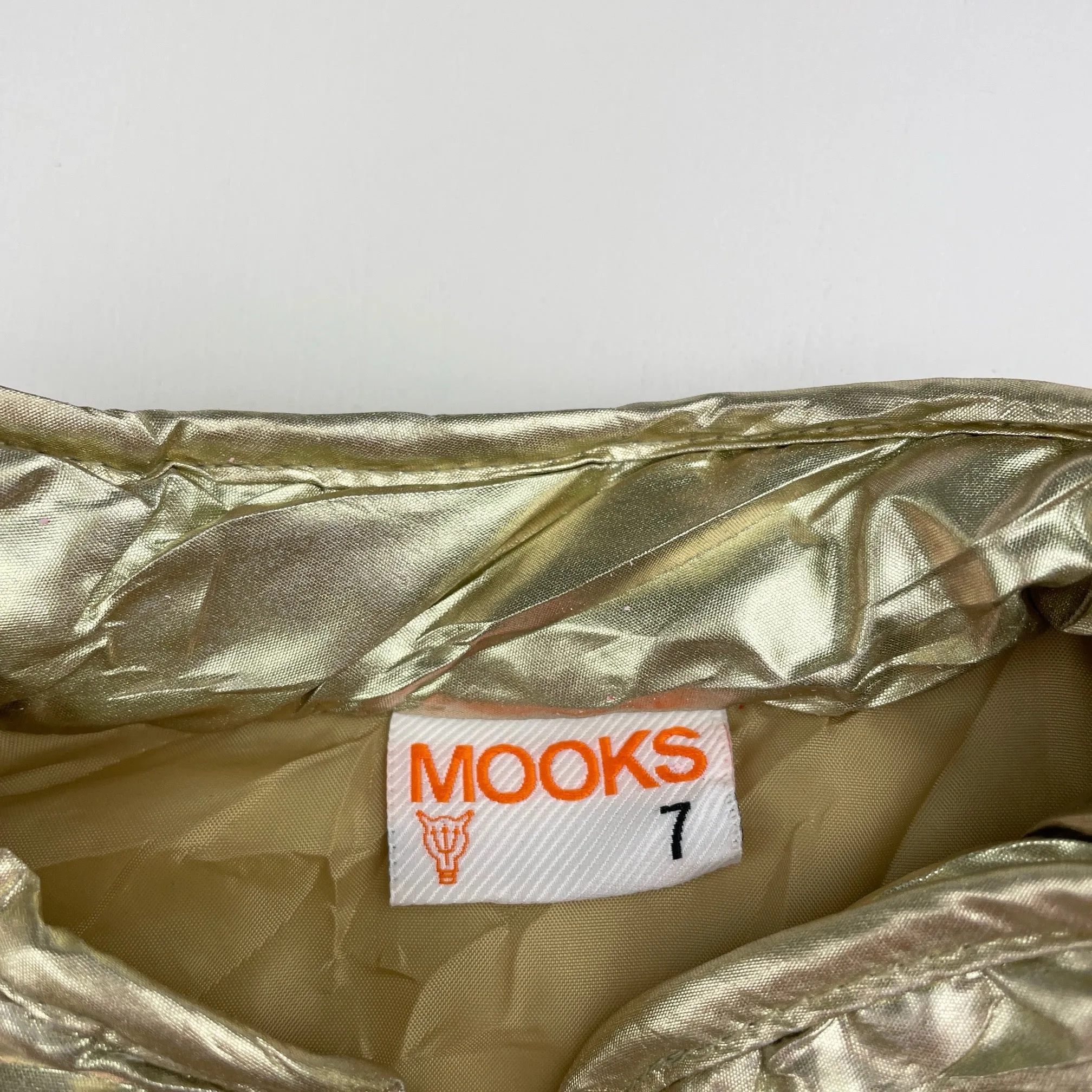 Mooks gold puffer vest / sleeveless jacket, size 7, Pre-loved