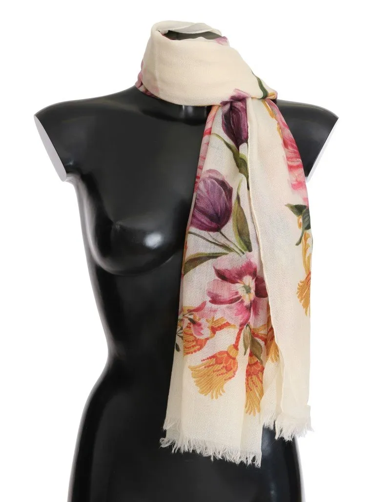 Multicolor Floral Cashmere Scarf