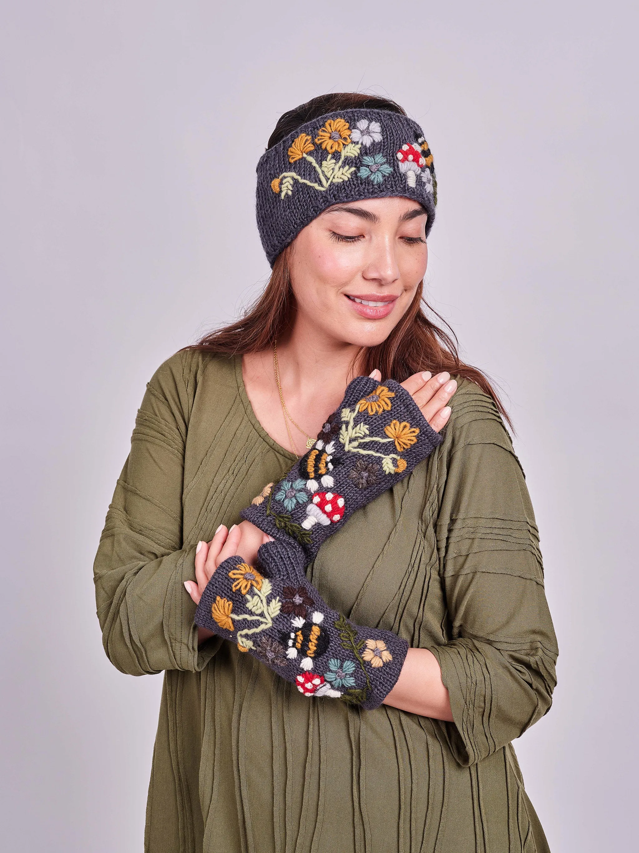Mushroom Wool Beanie Set