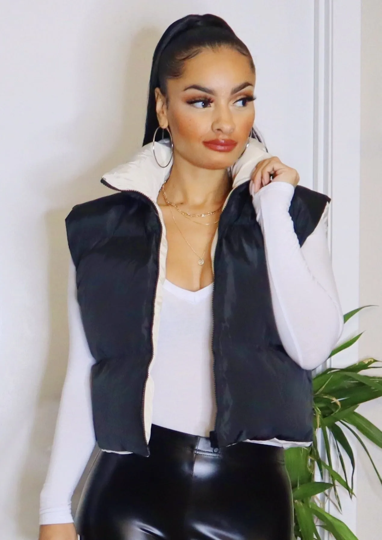 Natalia Cozy Puffer Vest (Black)