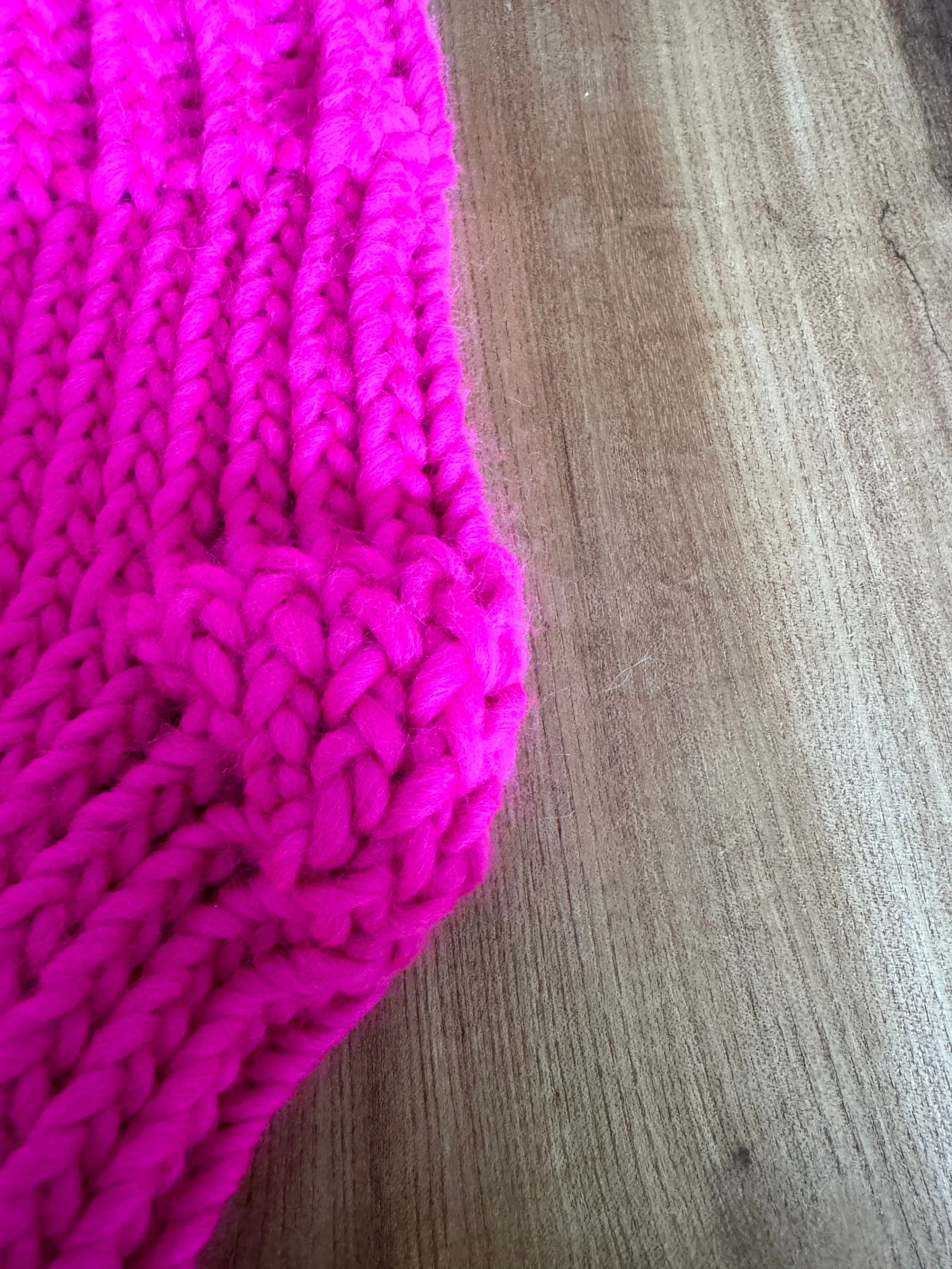 Neon pink hand knitted merino wool socks