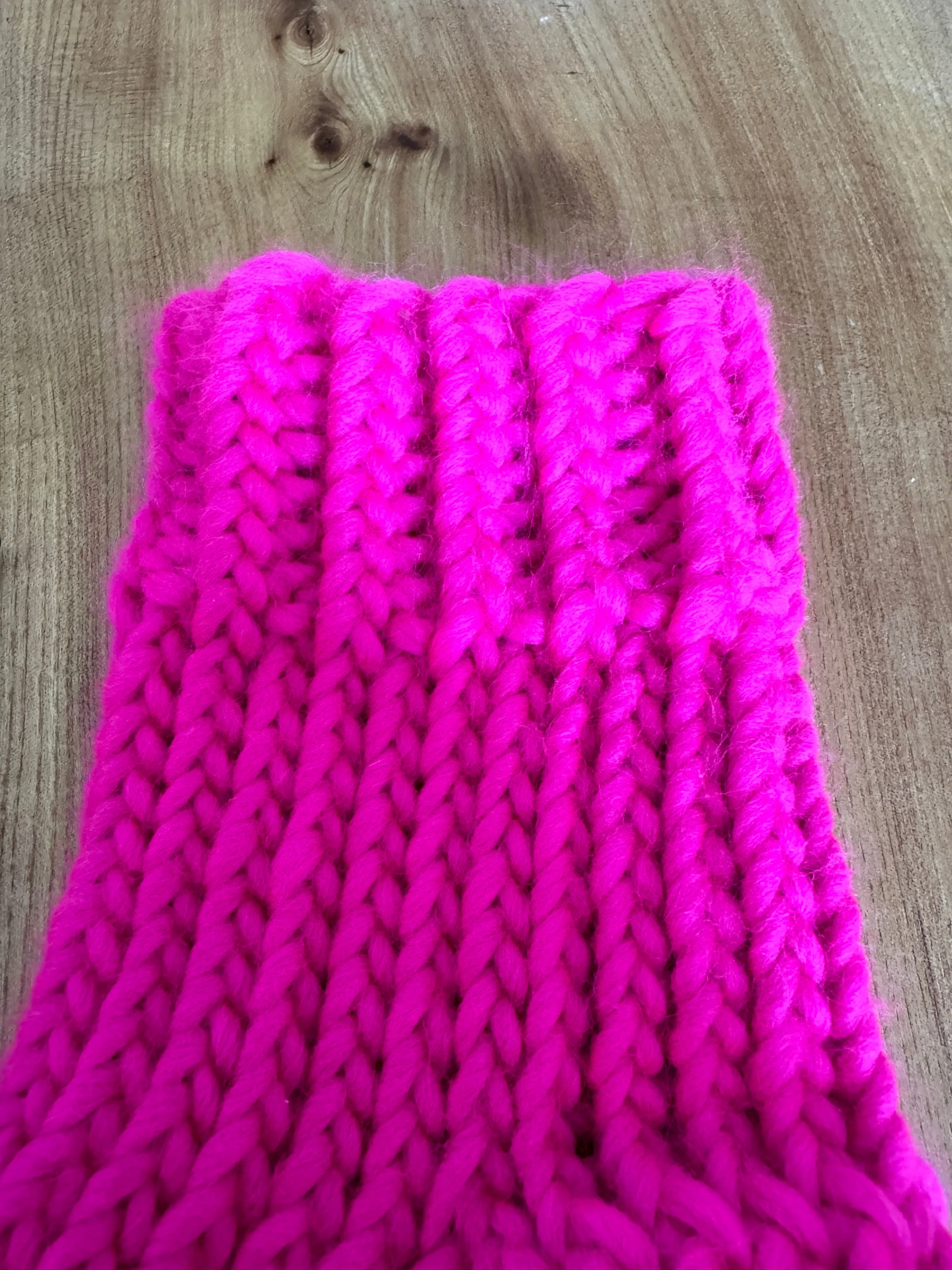 Neon pink hand knitted merino wool socks