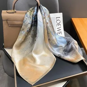 New 65 Silk Small Square Scarf Over There Women's Scarf Decorative Scarf Gift Scarf Shawl Spring And Autumn Scarf
