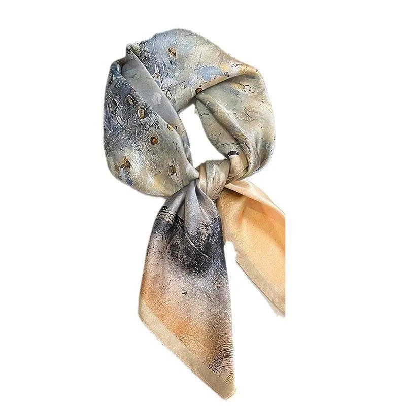 New 65 Silk Small Square Scarf Over There Women's Scarf Decorative Scarf Gift Scarf Shawl Spring And Autumn Scarf