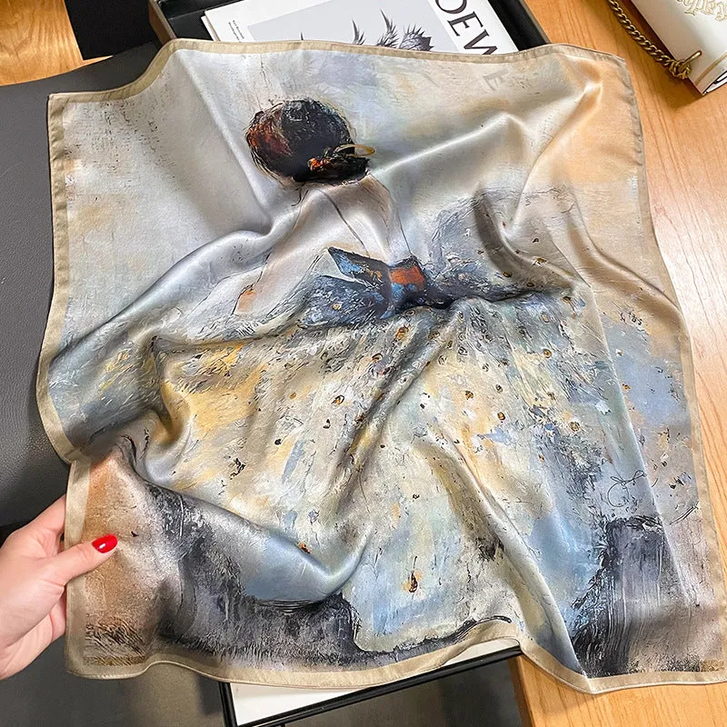 New 65 Silk Small Square Scarf Over There Women's Scarf Decorative Scarf Gift Scarf Shawl Spring And Autumn Scarf