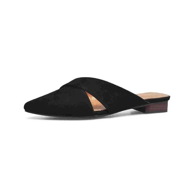new arrival vacation square heel sandals solid slingback big size mules sweet office lady slipper pointed toe shoes