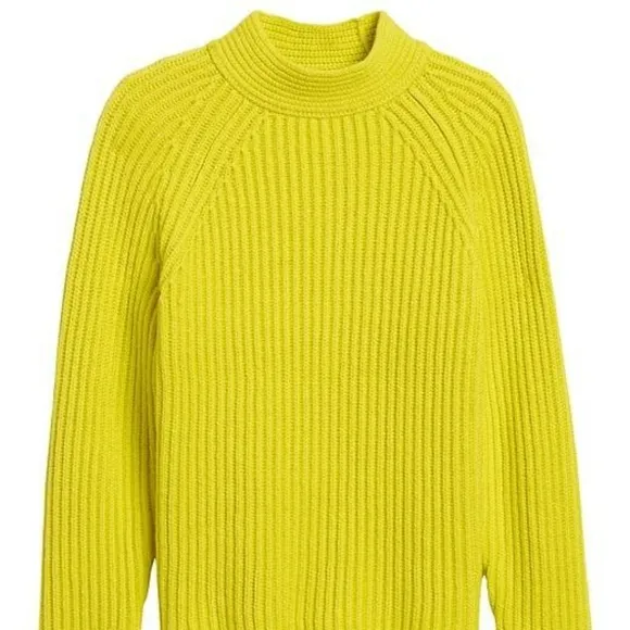 NEW Banana Republic Bright Yellow Chunky High Neck Sweater XS