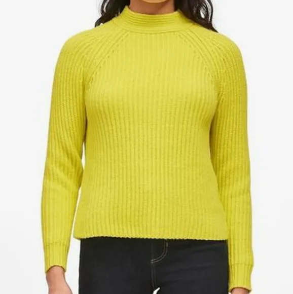 NEW Banana Republic Bright Yellow Chunky High Neck Sweater XS