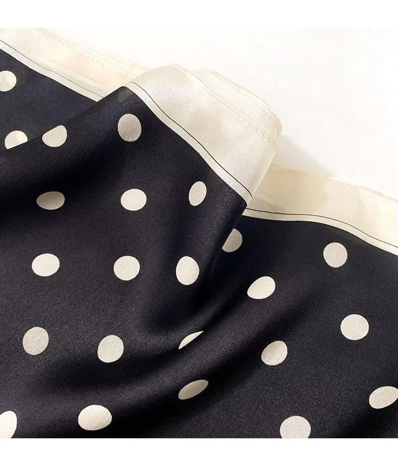 New Korean Style Fashion Polo Dot Mulberry Silk Small Square Scarf Classic Decoration Warm Foreign Style Scarf Hair Belt Gift