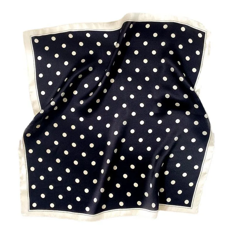 New Korean Style Fashion Polo Dot Mulberry Silk Small Square Scarf Classic Decoration Warm Foreign Style Scarf Hair Belt Gift