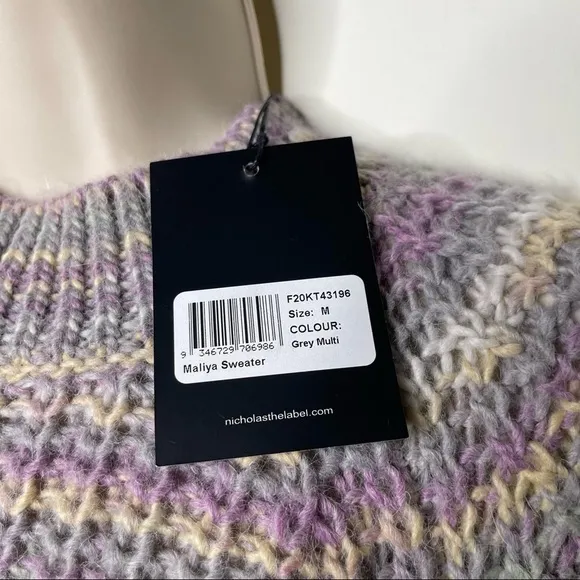 New NICHOLAS Maliya Space Dyed Multi grey Sweater sz M