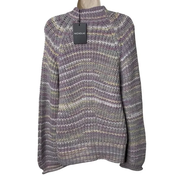 New NICHOLAS Maliya Space Dyed Multi grey Sweater sz M