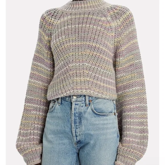 New NICHOLAS Maliya Space Dyed Multi grey Sweater sz M