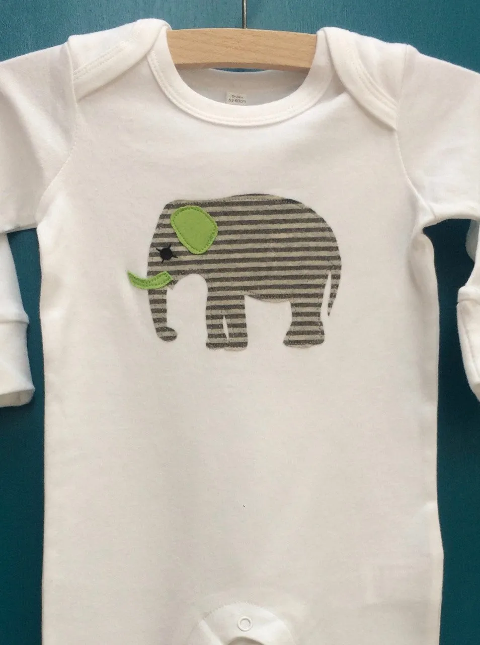 Newborn Set - Elephant Sleepsuit & Fleece Blanket - Grey