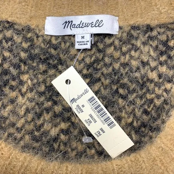 NWT MADEWELL Leopard Print Crewneck Pullover Alpaca Chunky Knit Sweater