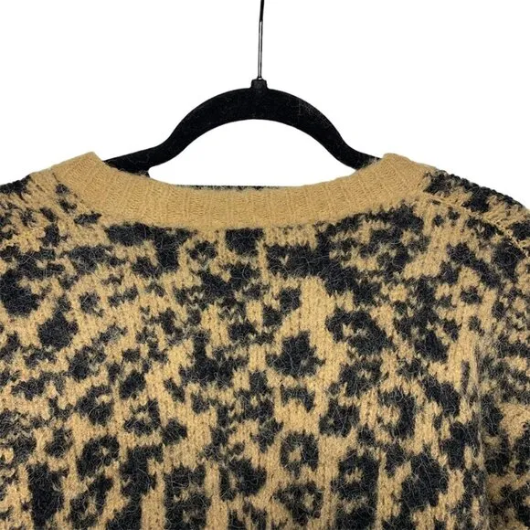 NWT MADEWELL Leopard Print Crewneck Pullover Alpaca Chunky Knit Sweater