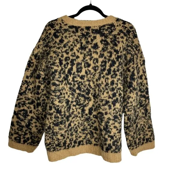NWT MADEWELL Leopard Print Crewneck Pullover Alpaca Chunky Knit Sweater