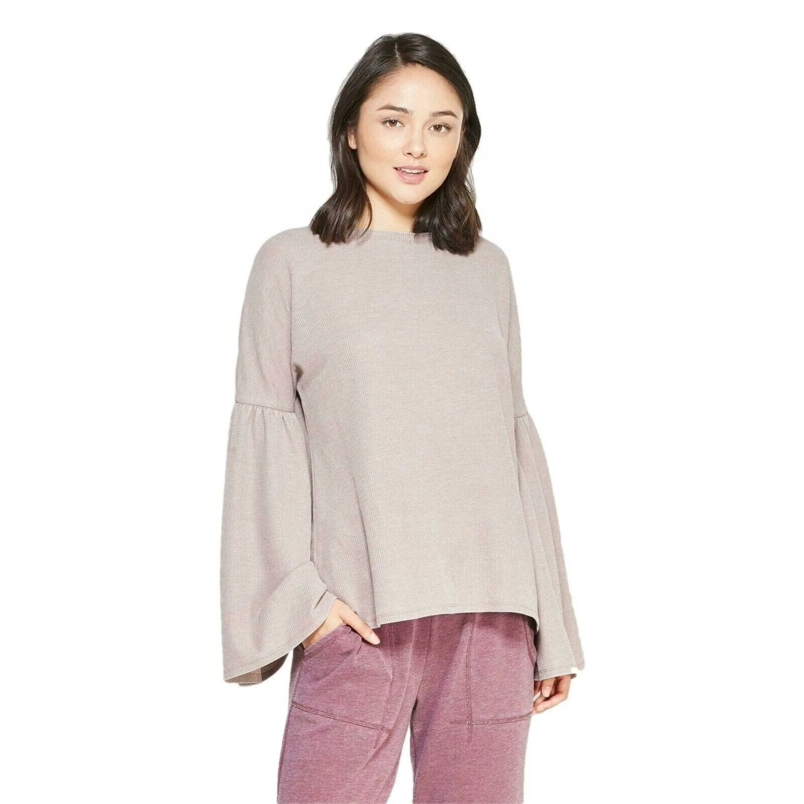 NWT Xhilaration Women's Loose Fitted Thermal Bell Sleeve Sleep T-Shirt Small