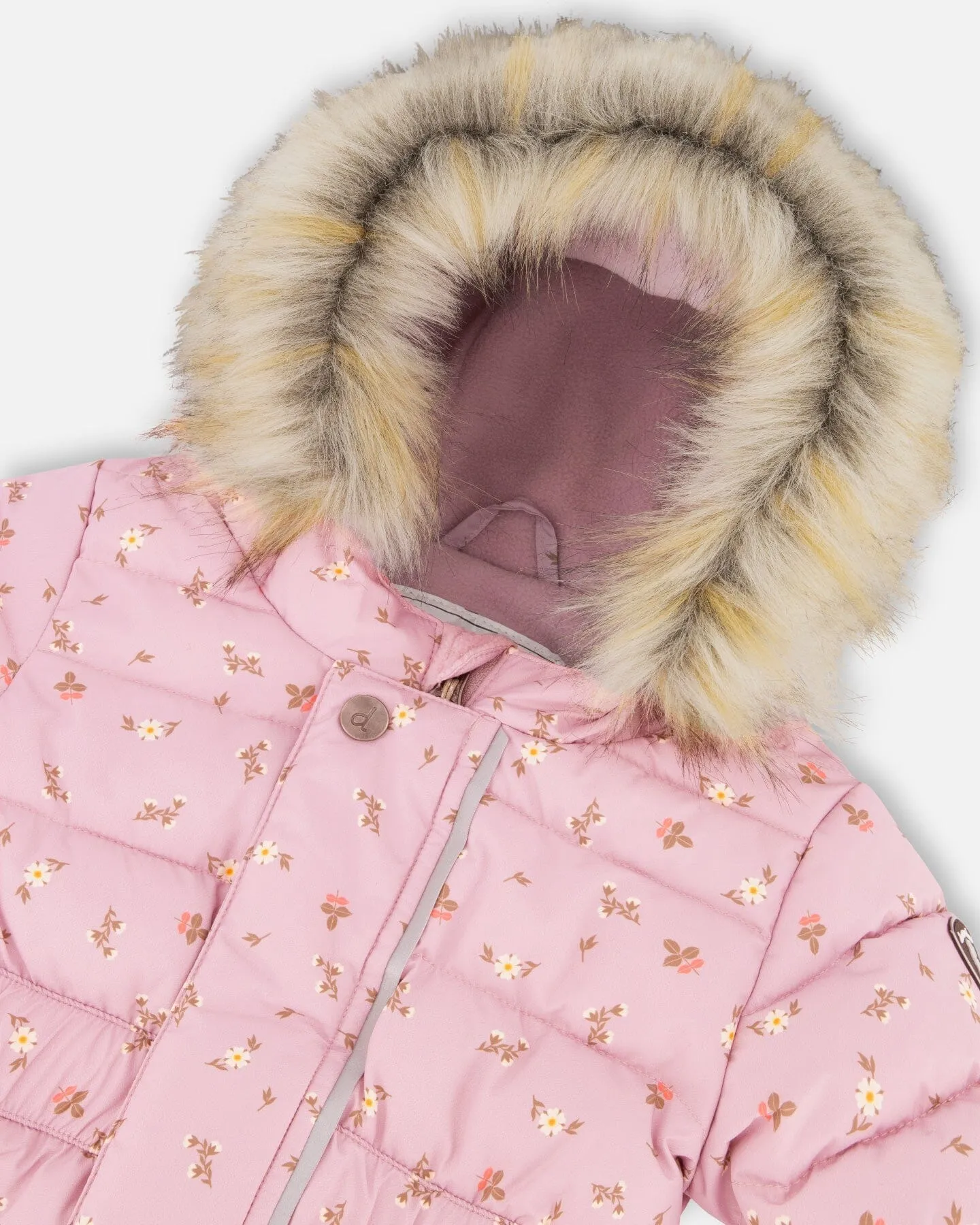 One Piece Baby Snowsuit Rose Printed Mini Flowers by Deux par Deux