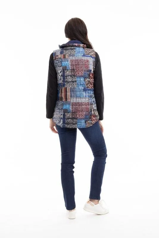 Orientique Womens Puffer Vest - Kantha Patch