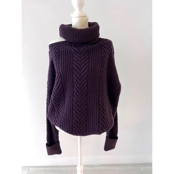 PAIGE LORILEE WOOL BLEND TURTLENECK JUMPER IN DARK SANGRIA size Large