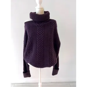 PAIGE LORILEE WOOL BLEND TURTLENECK JUMPER IN DARK SANGRIA size Large
