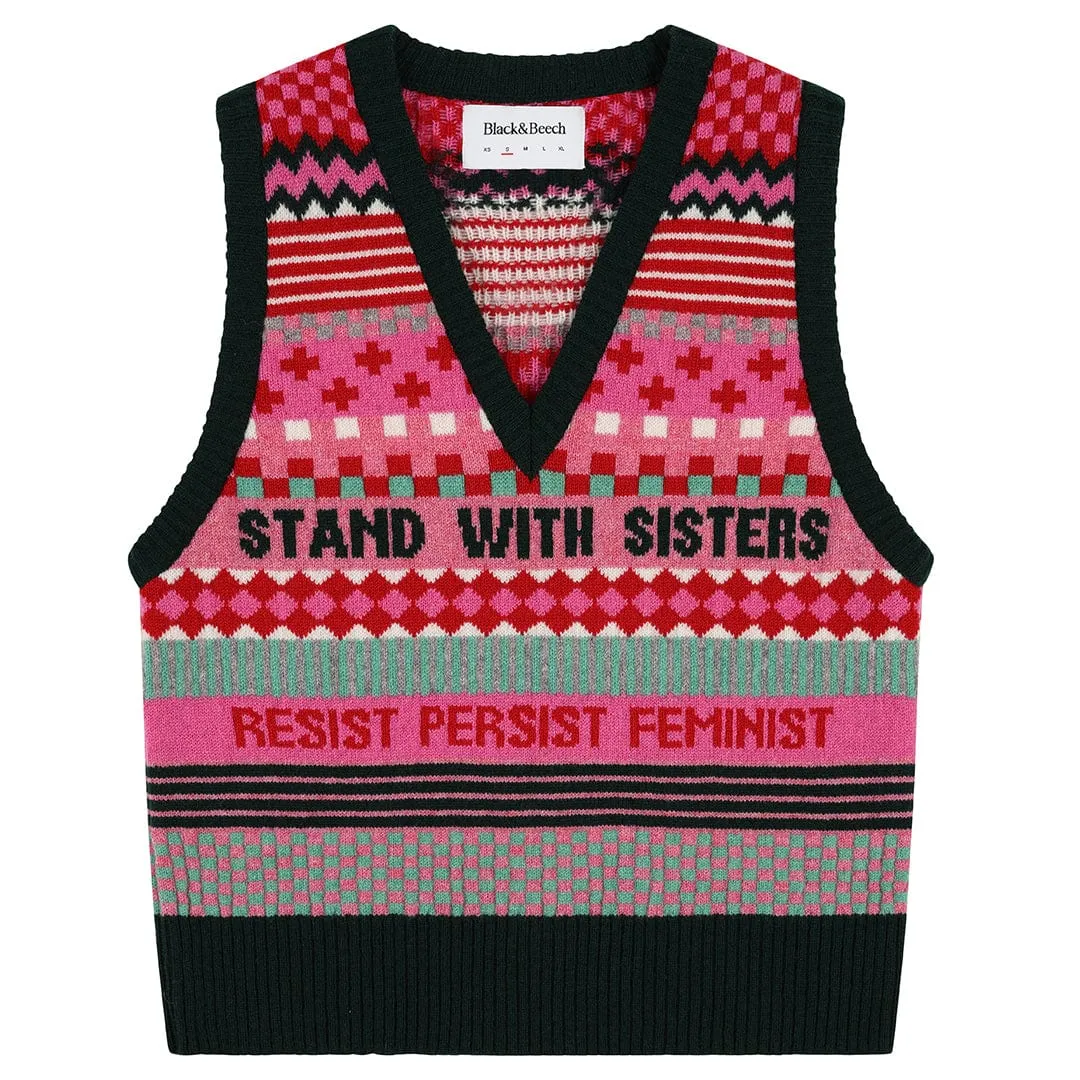 Patchwork Lambswool Tank Top in Bubblegum