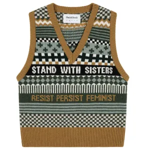 Patchwork Lambswool Tank Top in Seaweed