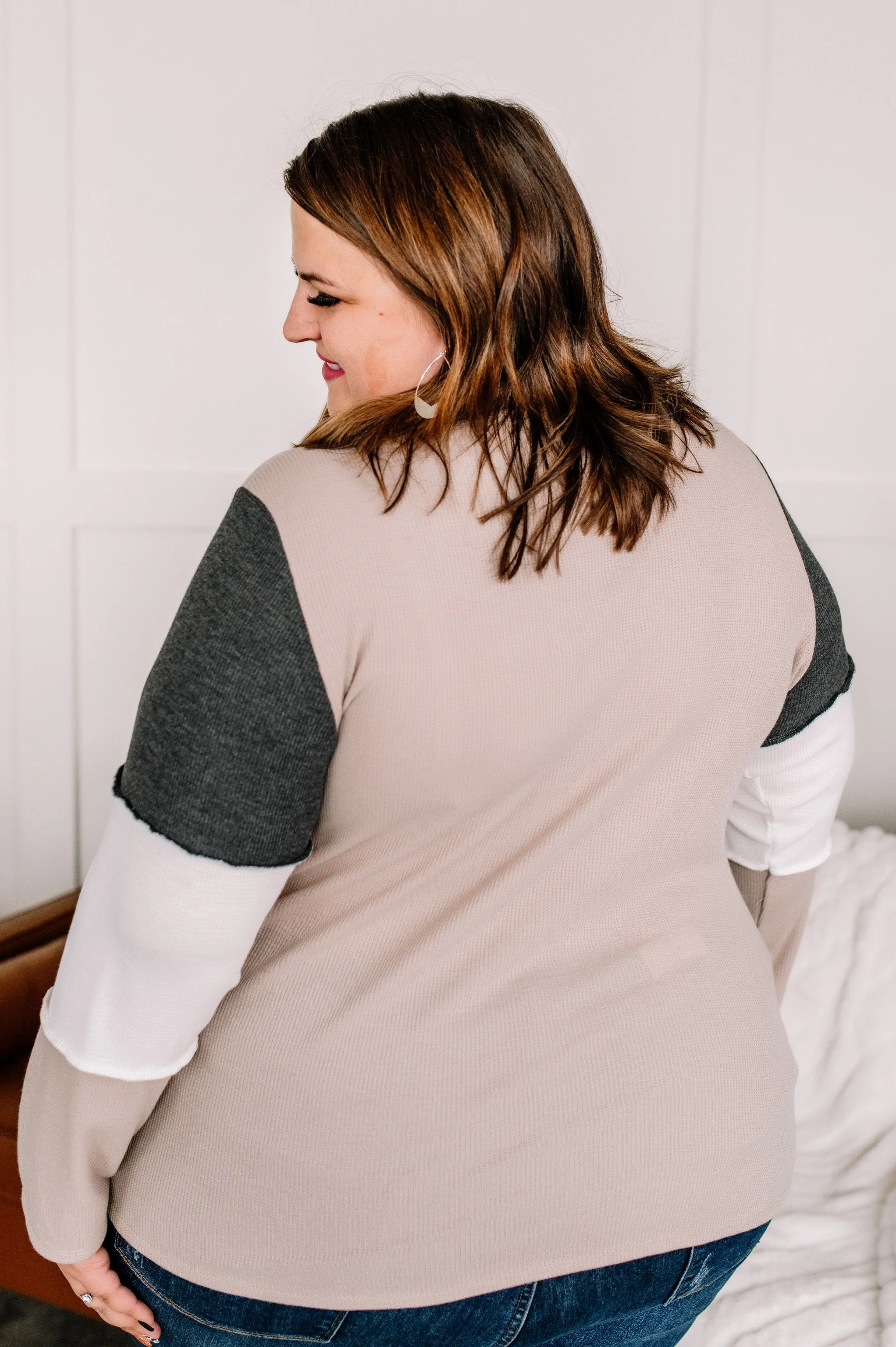 Peace And Love Thermal Color Block Top