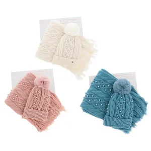 Pearl Cable Knit Boxed Hat & Scarf
