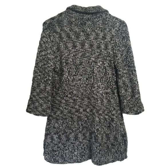 Pendleton Black Gray Alpaca Wool Blend chunky knit Cardigan Sweater jacket