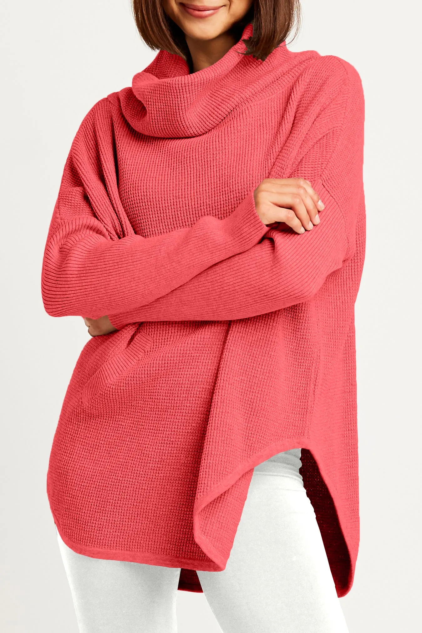 Pima Cotton Waffle Cowl Sweater
