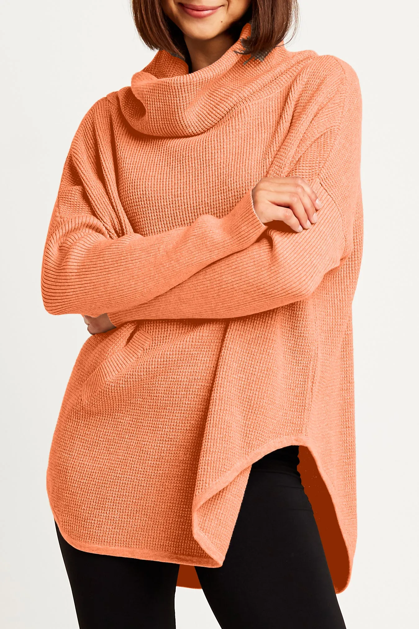 Pima Cotton Waffle Cowl Sweater