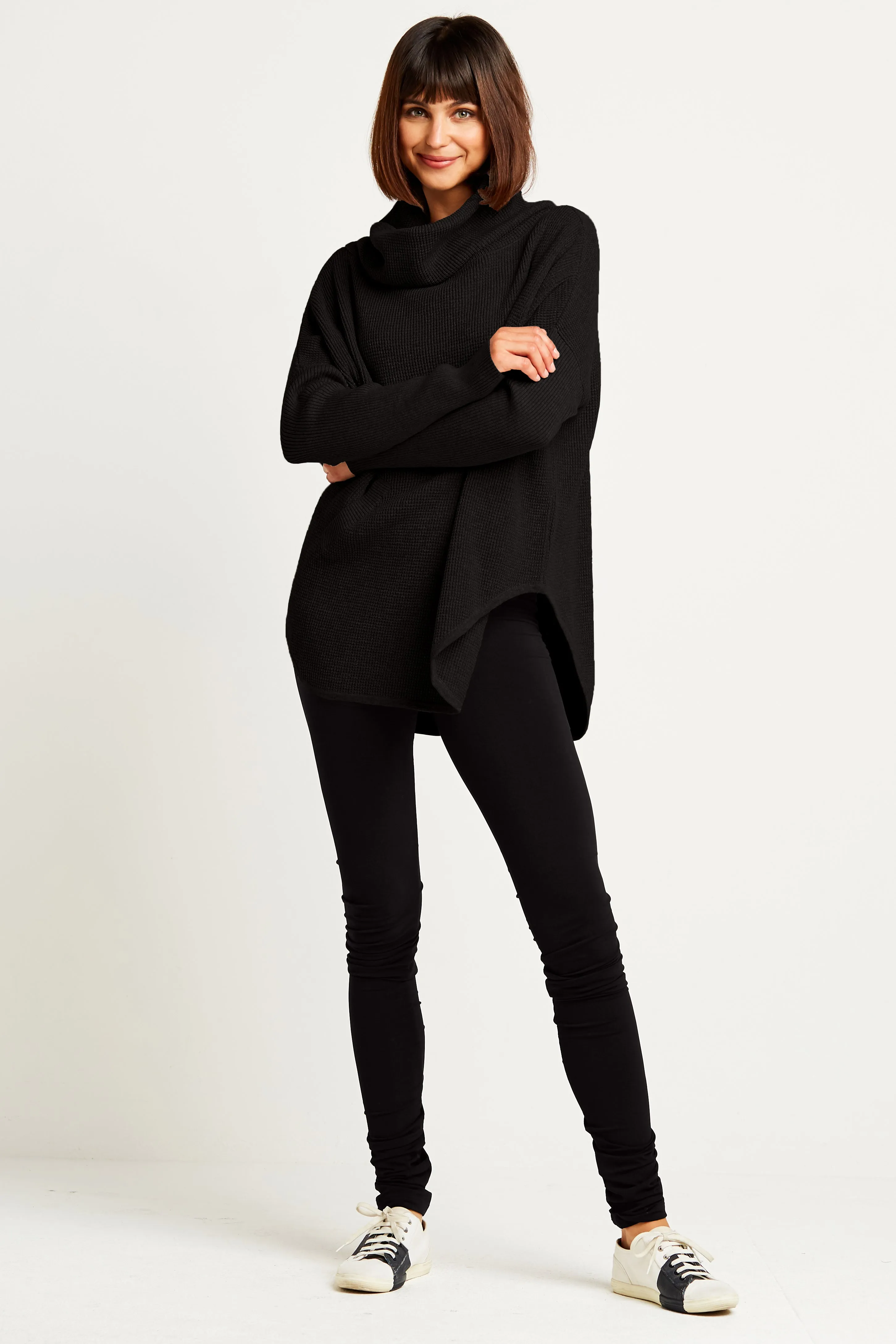 Pima Cotton Waffle Cowl Sweater