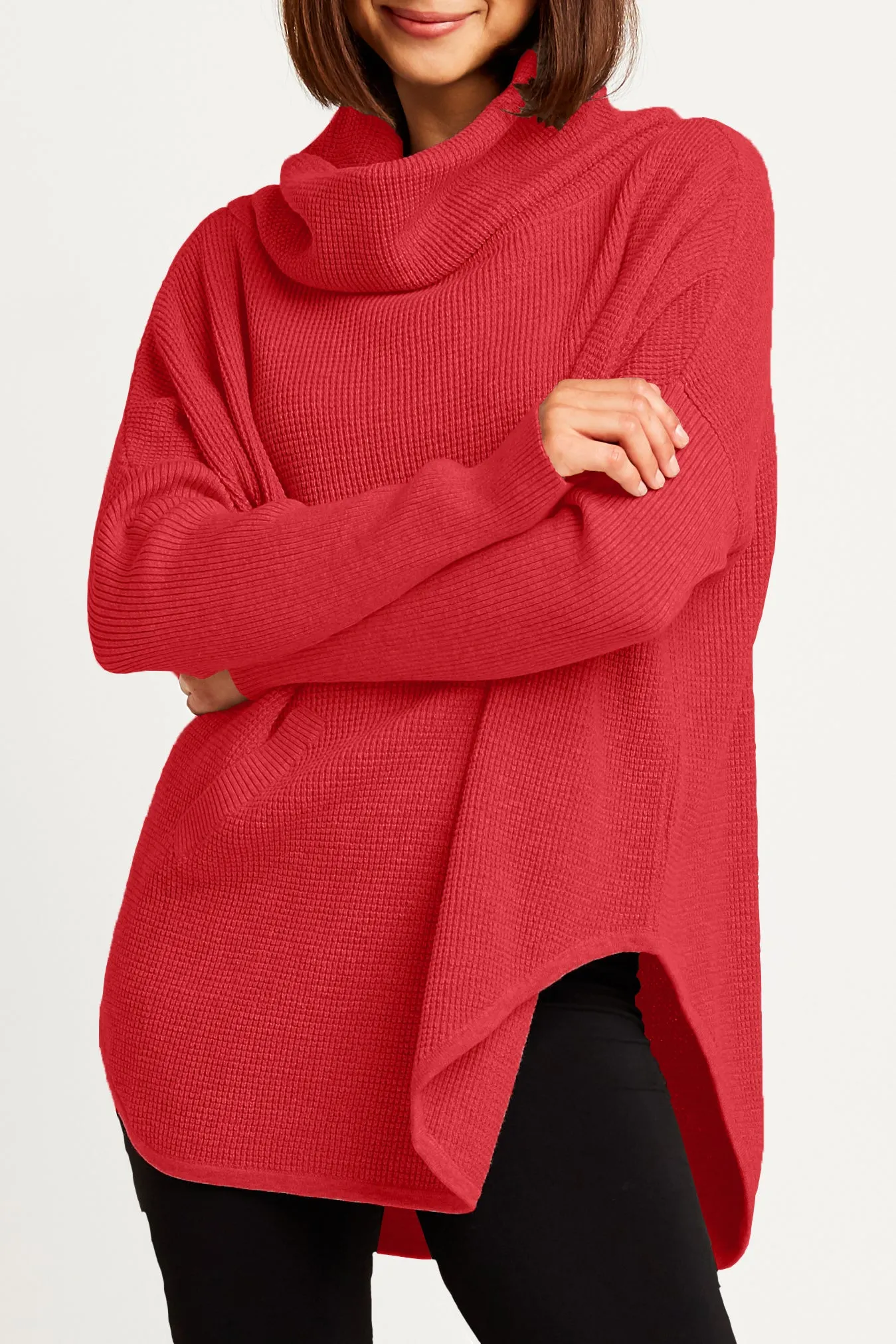Pima Cotton Waffle Cowl Sweater