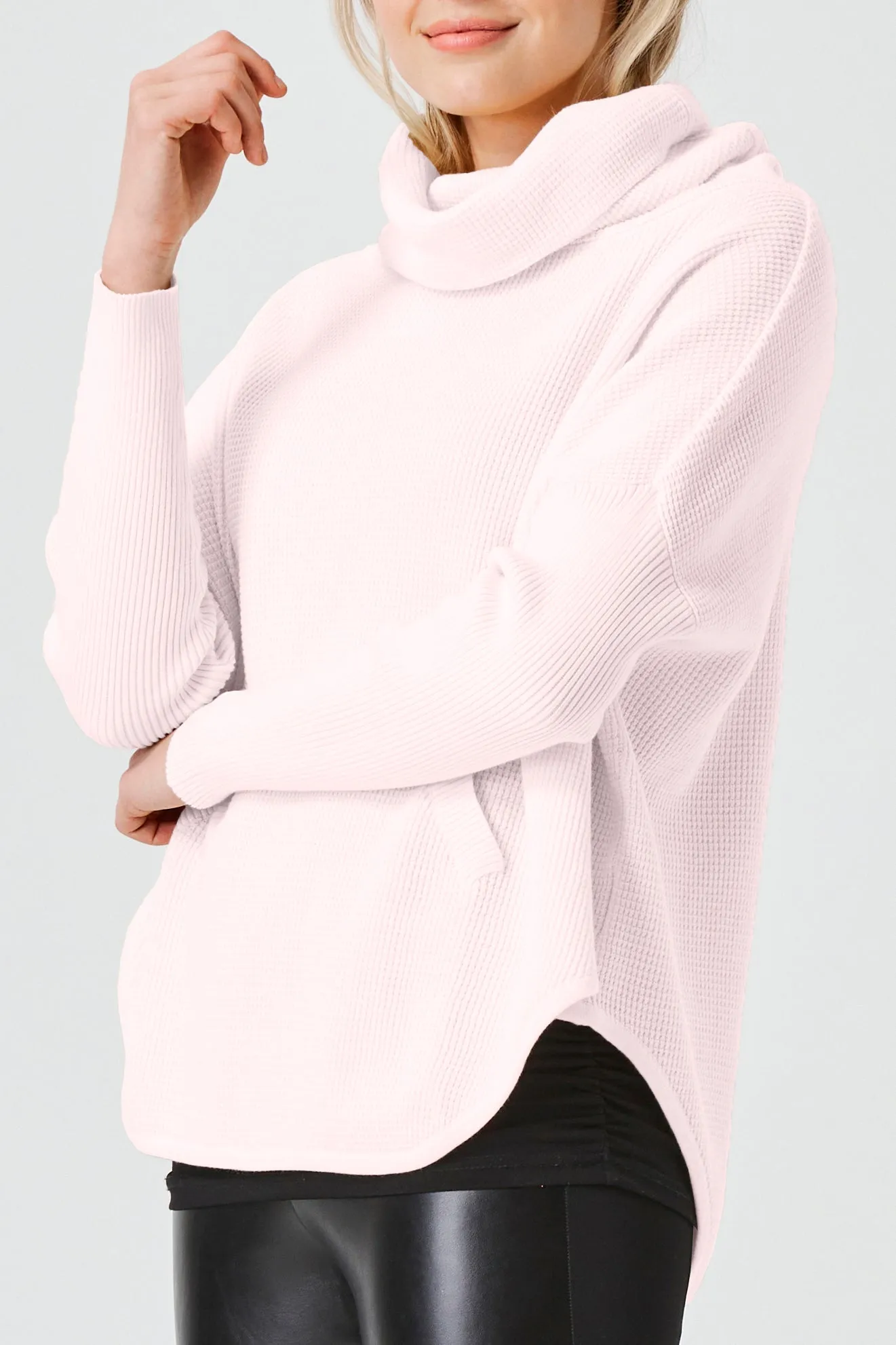 Pima Cotton Waffle Cowl Sweater