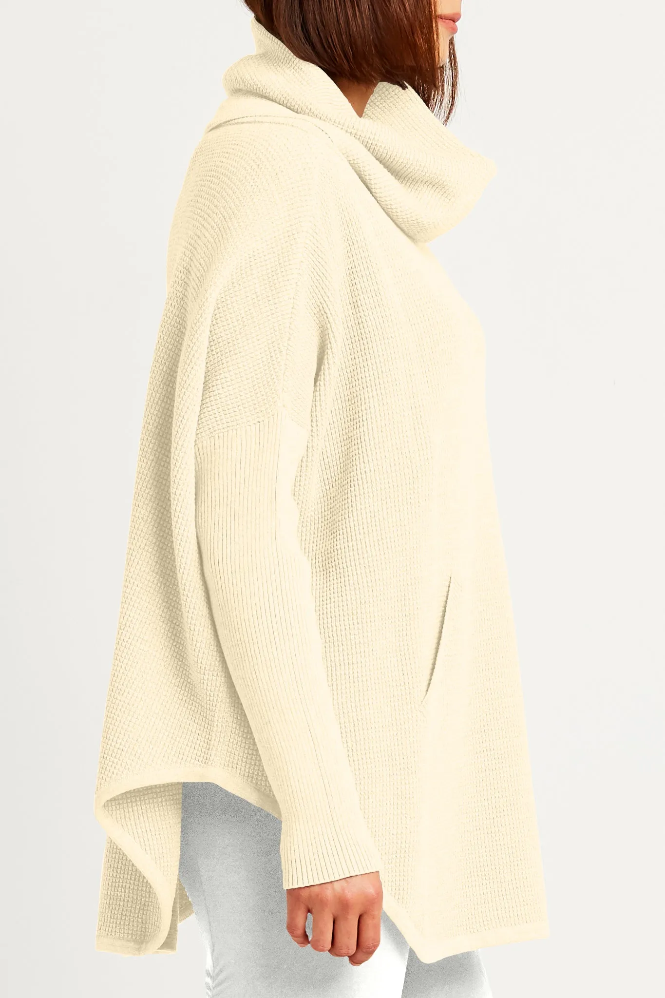 Pima Cotton Waffle Cowl Sweater