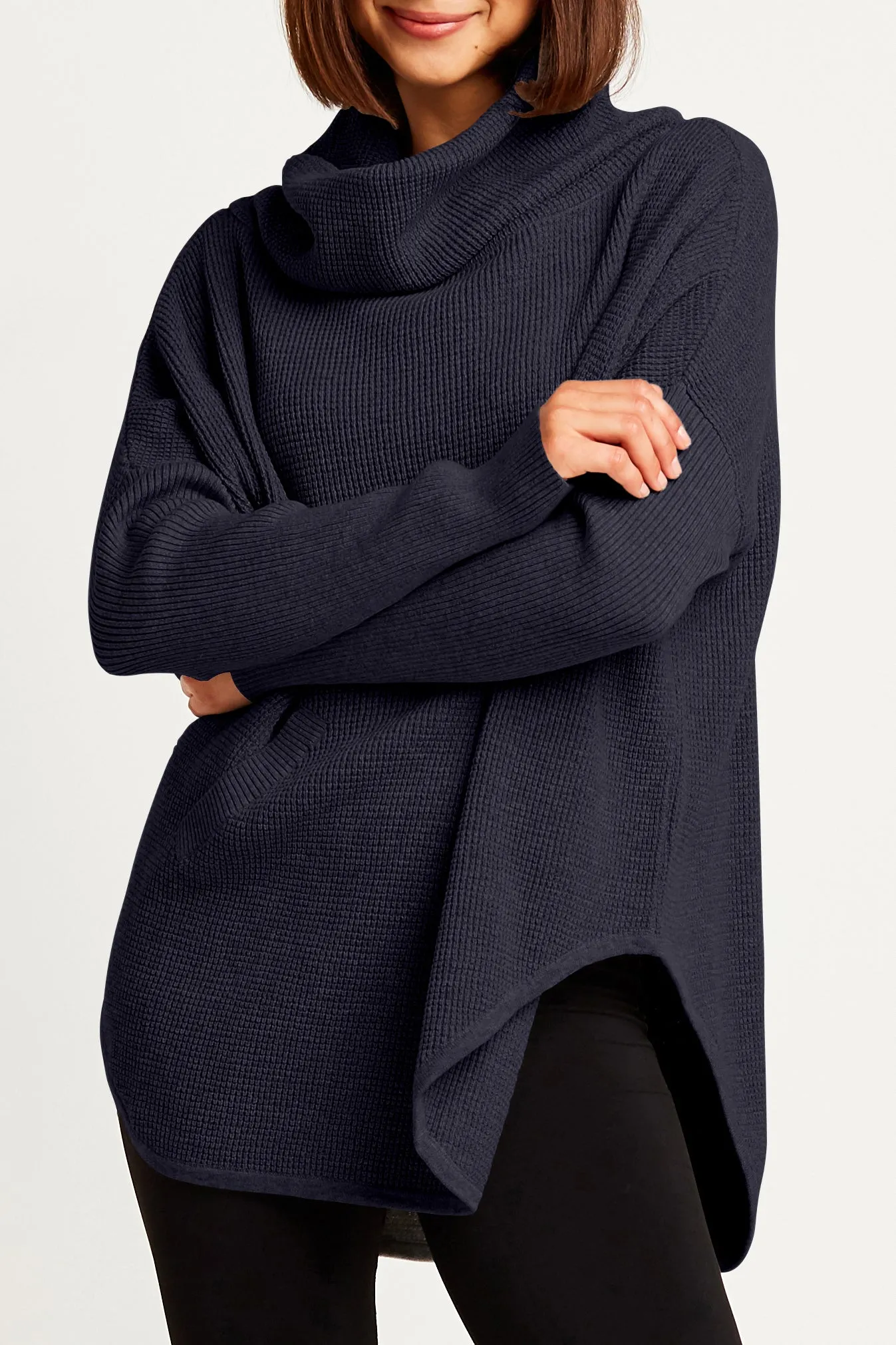 Pima Cotton Waffle Cowl Sweater