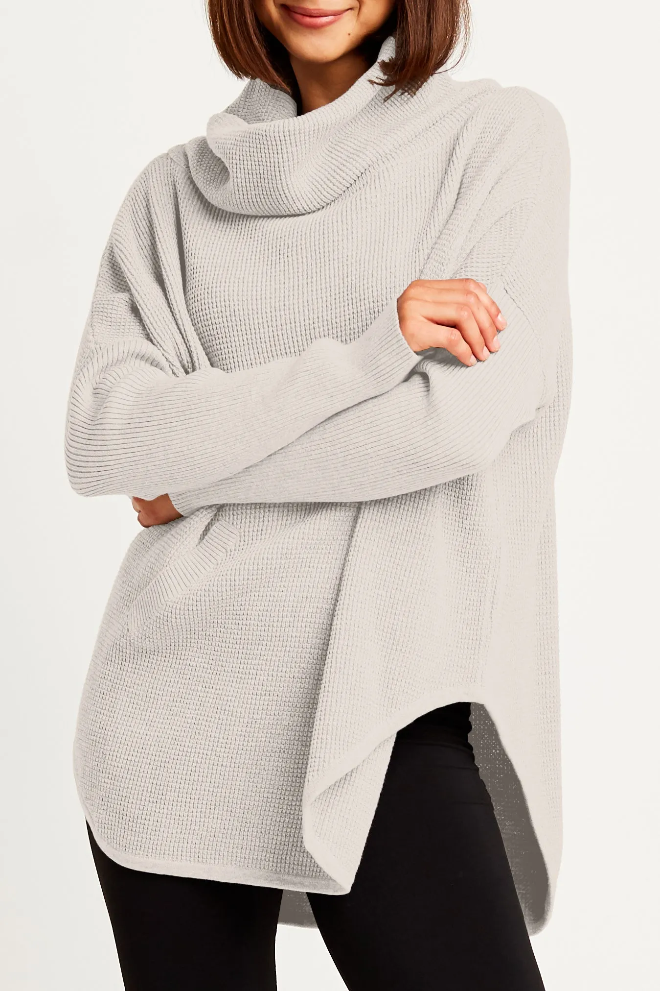 Pima Cotton Waffle Cowl Sweater