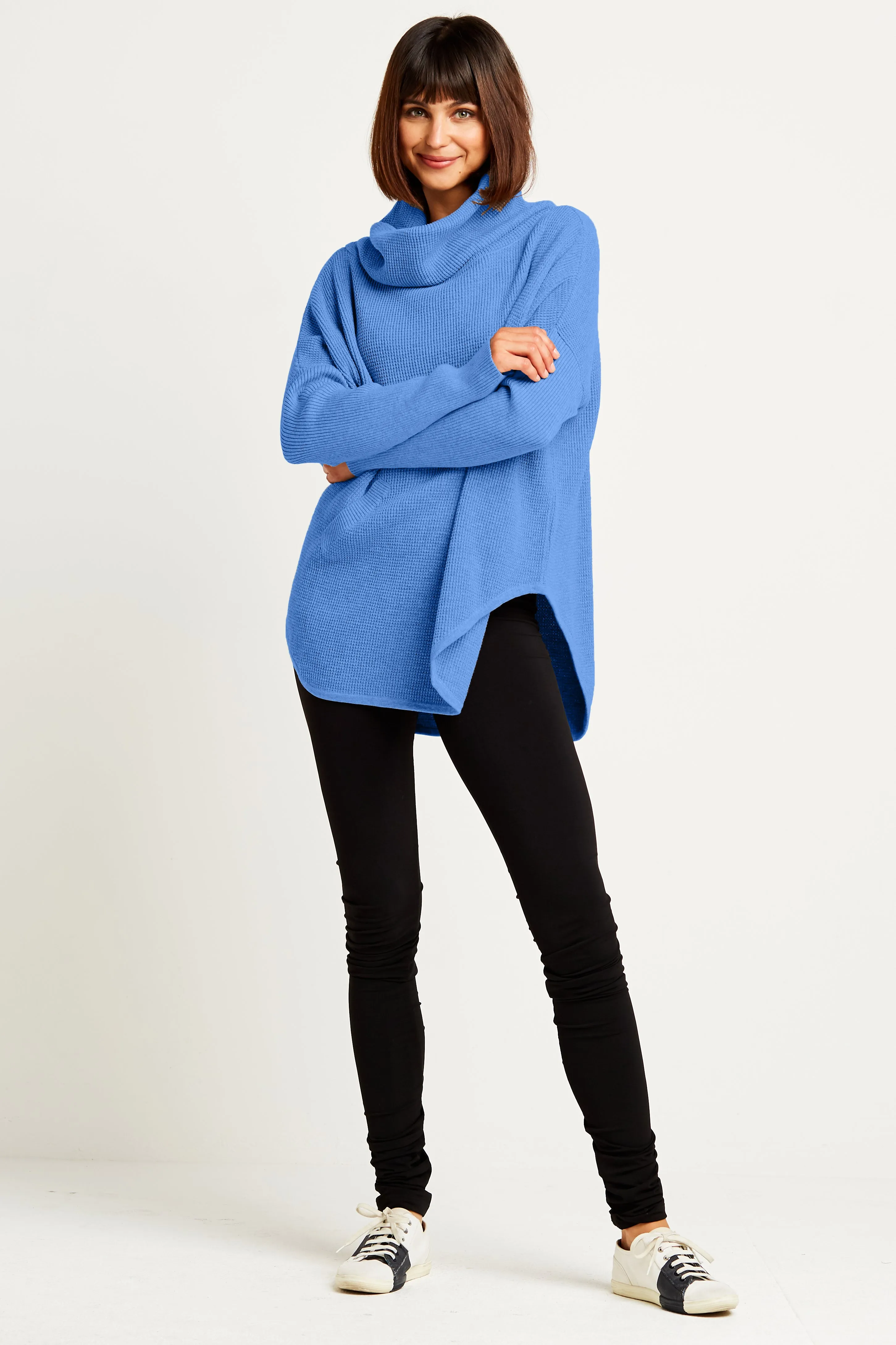 Pima Cotton Waffle Cowl Sweater