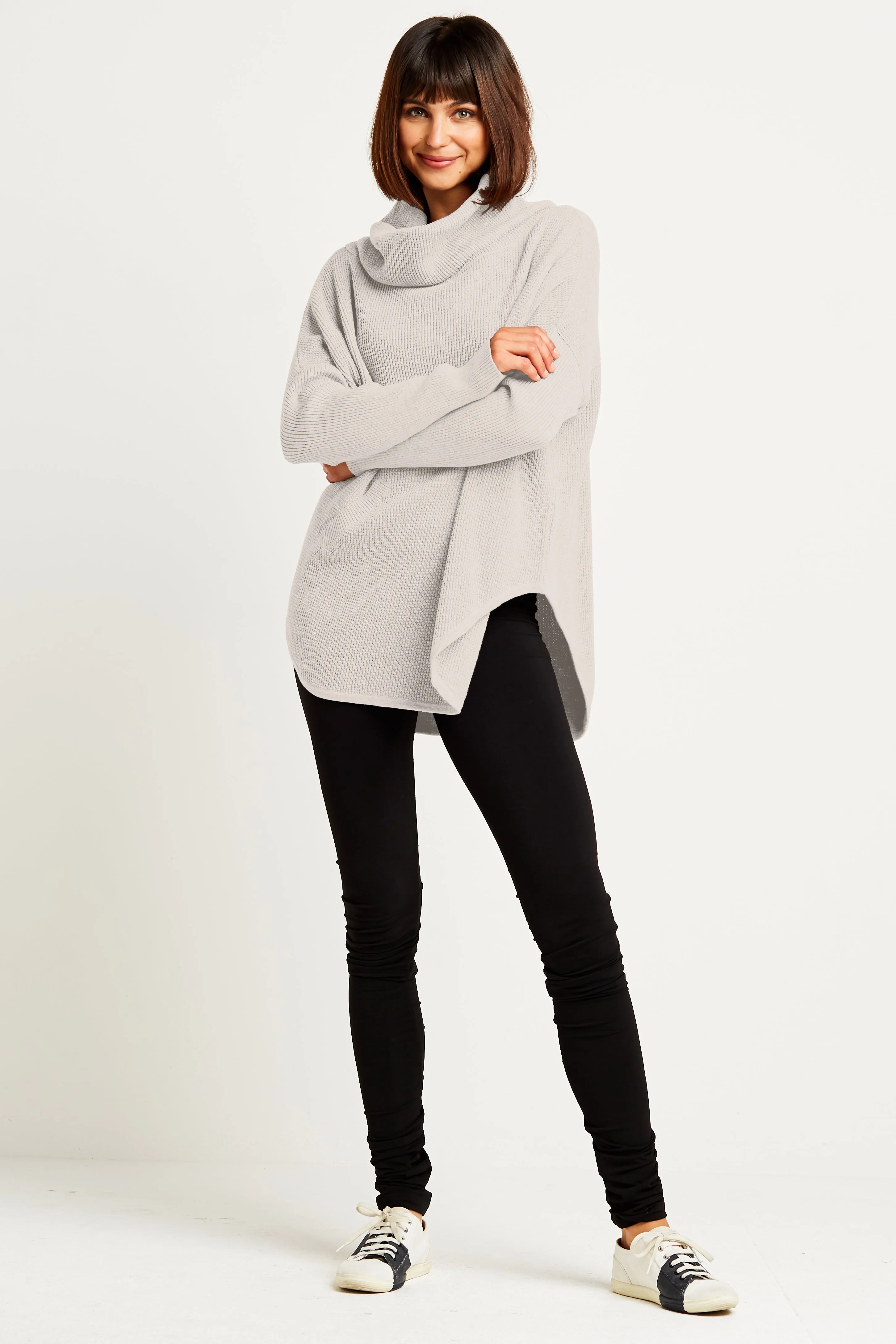 Pima Cotton Waffle Cowl Sweater