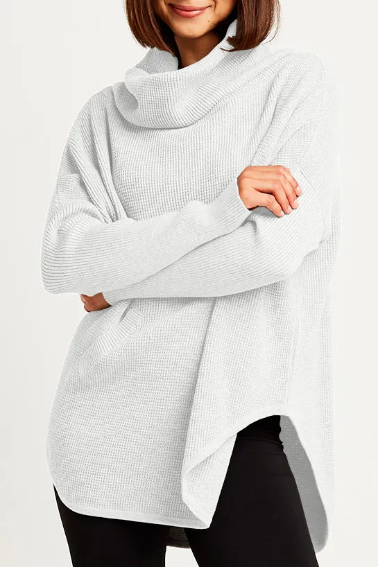 Pima Cotton Waffle Cowl Sweater